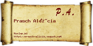 Prasch Alícia névjegykártya